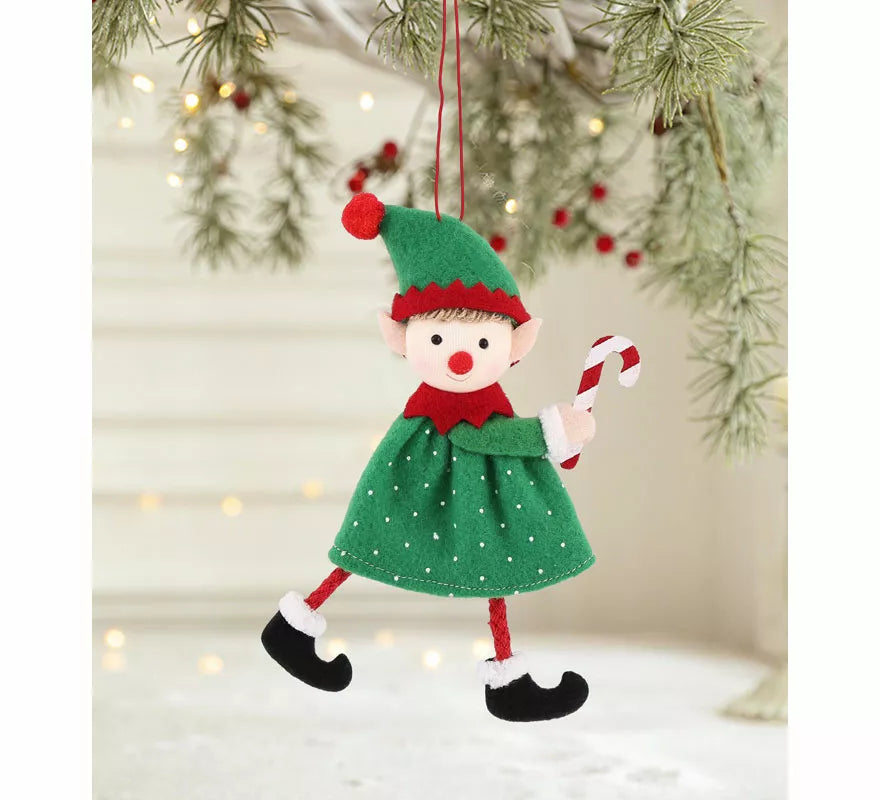 Translation missing: pt-PT.Colgante Navideño de Elfo con Bastón de Caramelo de 16 cm