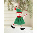Colgante Navideño de Elfo con Bastón de Caramelo de 16 cm