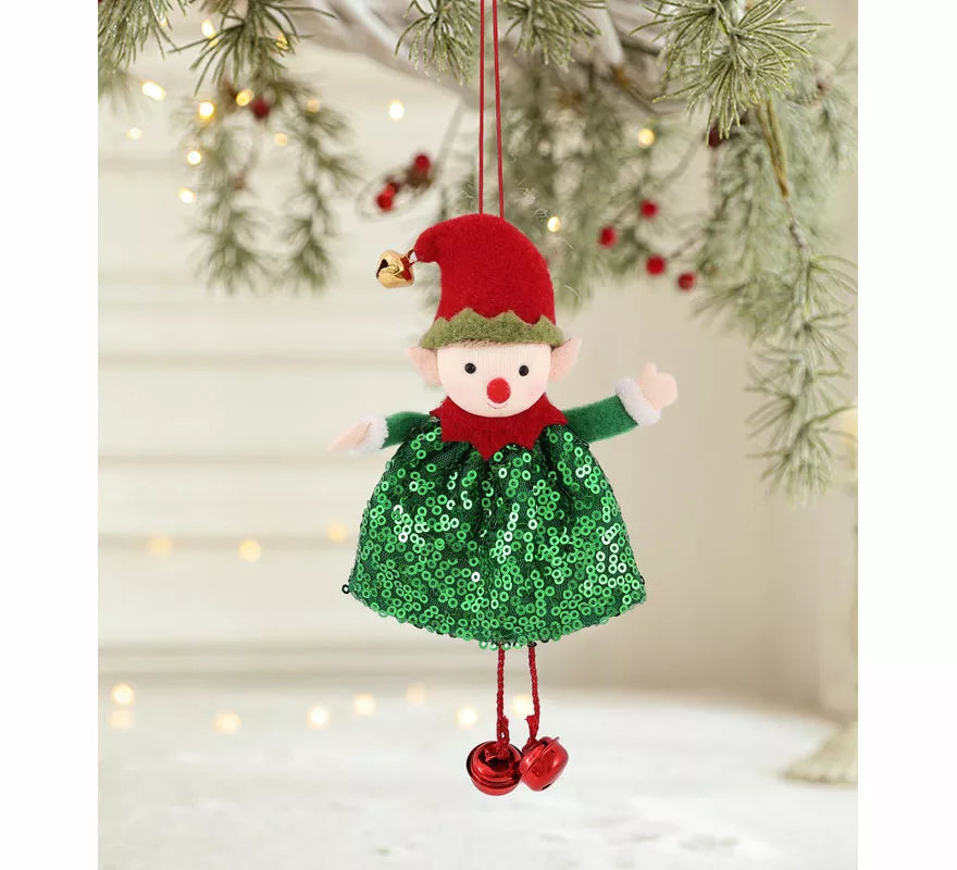 Translation missing: pt-PT.Colgante Navideño de Elfo con Lentejuelas de 16 cm