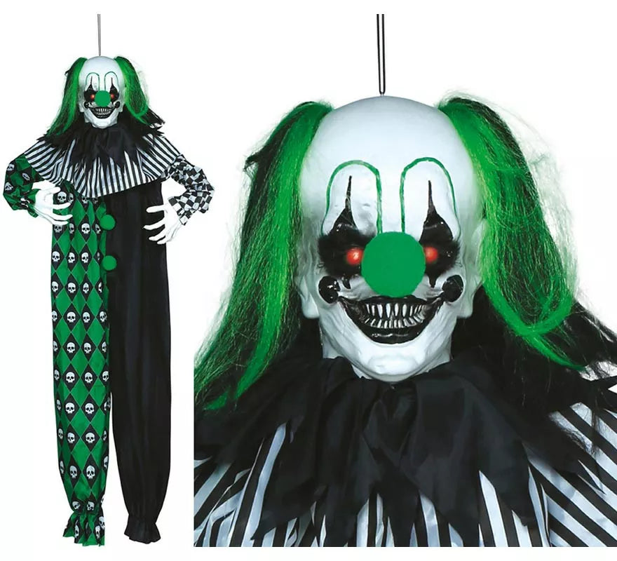 Translation missing: pt-PT.Colgante Payaso Verde con Luz, Sonido y Movimiento 165 cm