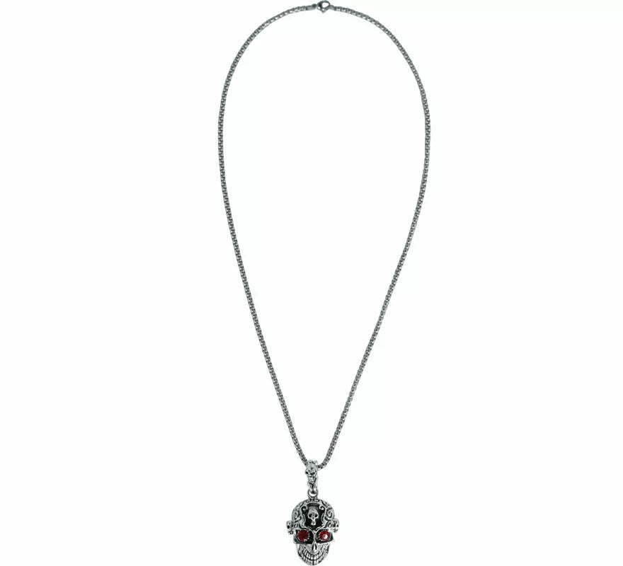 Translation missing: pt-PT.Collar Cabeza Calavera Ojos rojos Metal, 5,5 cm