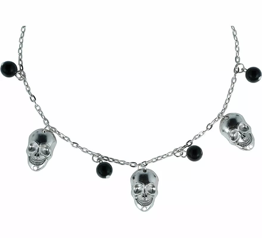 Collar Calaveras y Bolas negras