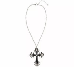 Colar com pingente de cruz preta e strass