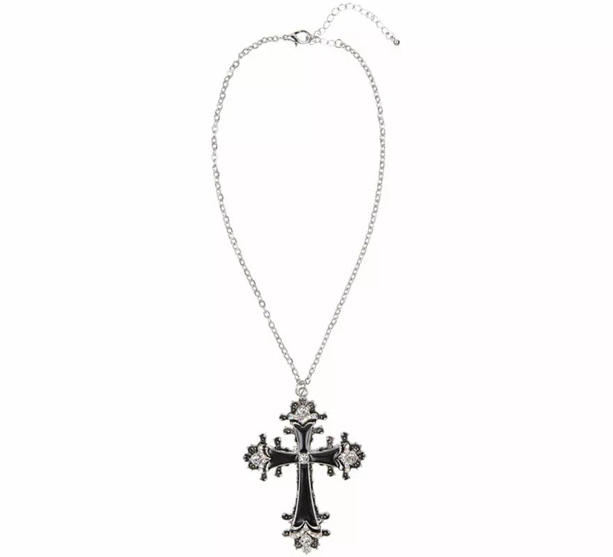 Translation missing: pt-PT.Collar con Colgante de Cruz negra con Strass