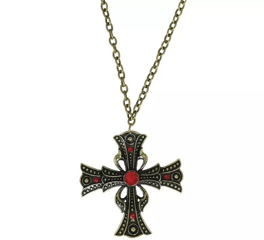 Collar Cruz con Rubí 6 cm