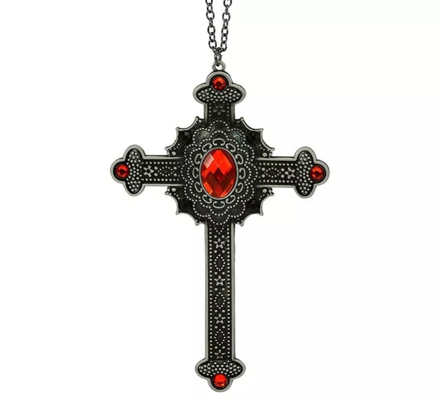Translation missing: pt-PT.Collar Cruz Gótica con Gemas rojas