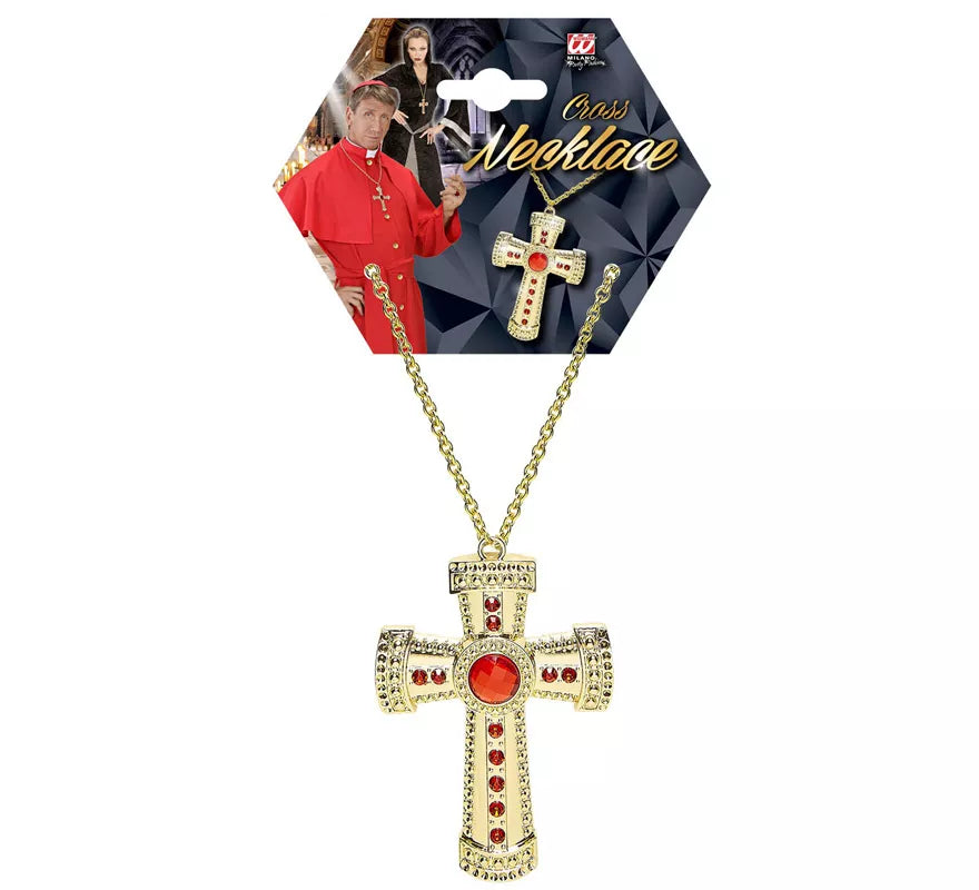 Translation missing: pt-PT.Collar de Cruz Dorada con Bisutería incrustada