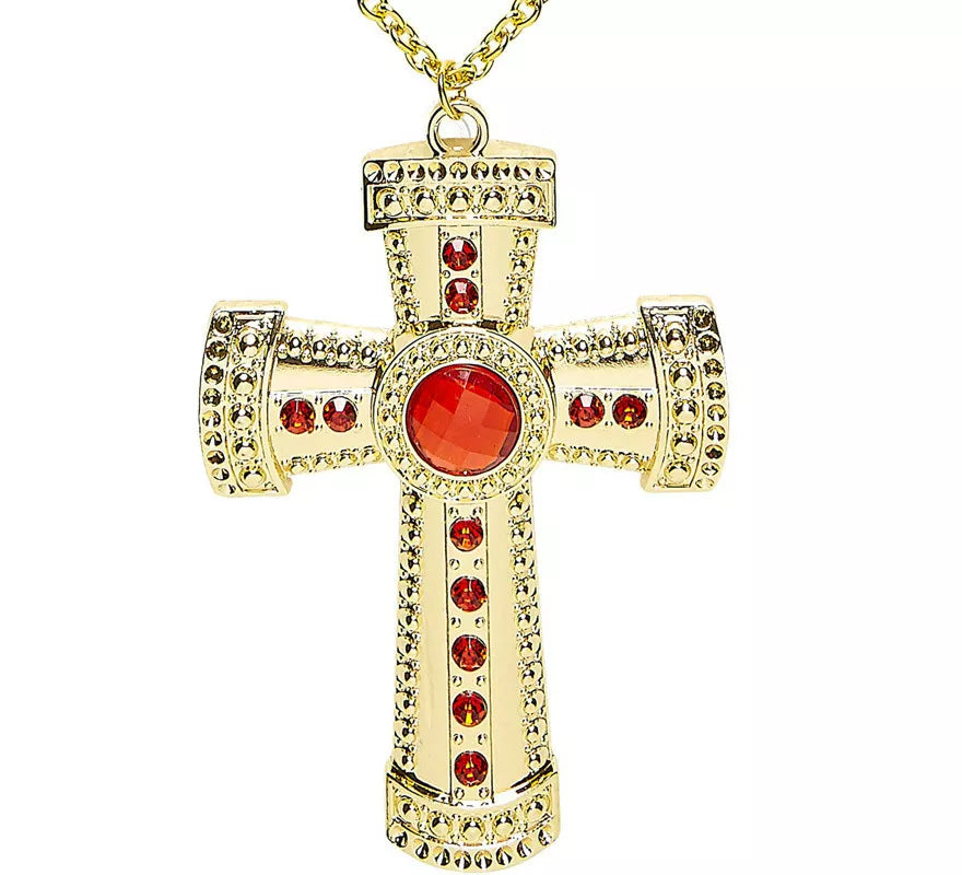Translation missing: pt-PT.Collar de Cruz Dorada con Bisutería incrustada