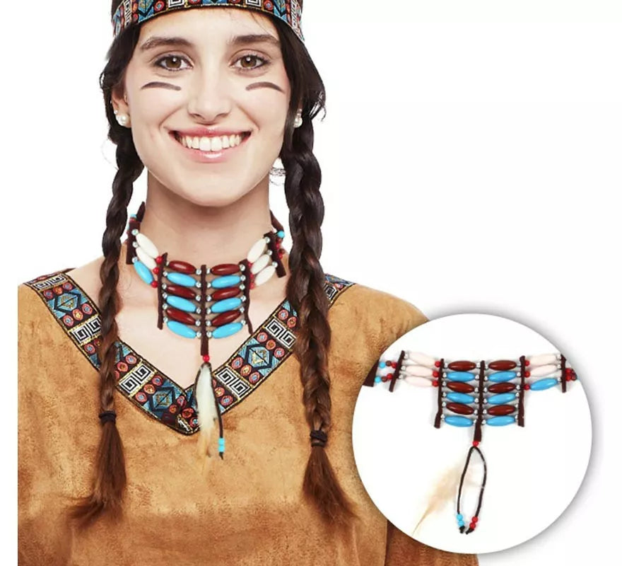 Translation missing: pt-PT.Collar de Indio azul y marrón adulto