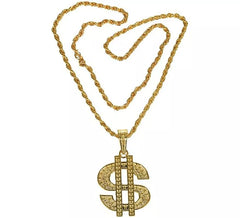 Colar Dourado com Pingente Símbolo do Dólar