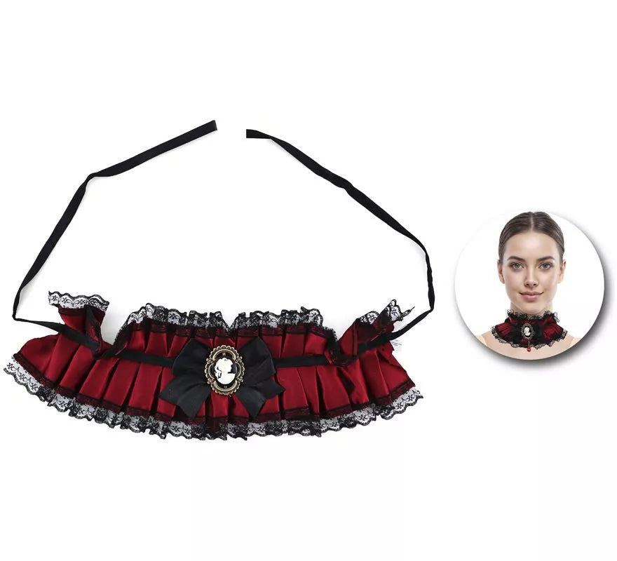 Translation missing: pt-PT.Collar Gótico rojo con Lazo