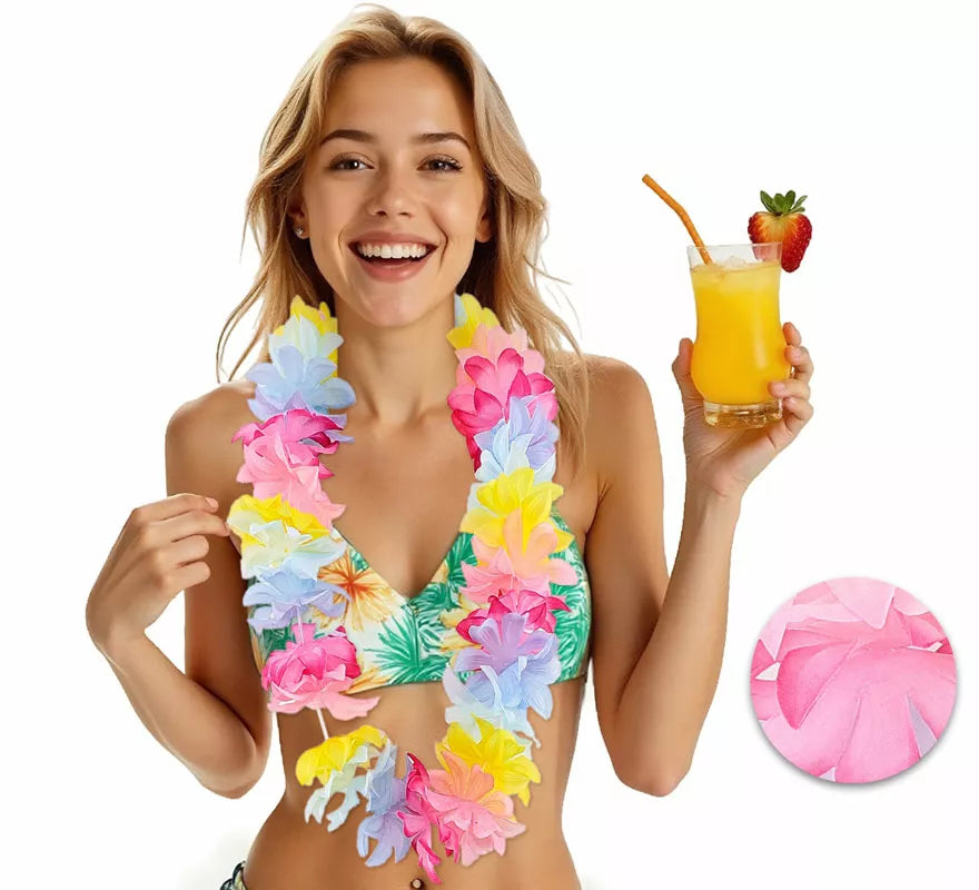 Translation missing: pt-PT.Collar Hawaiano de Flores multicolor de 90 cm
