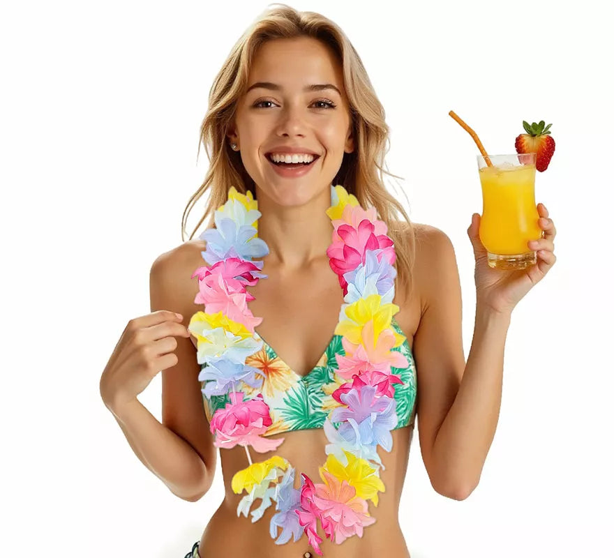Translation missing: pt-PT.Collar Hawaiano de Flores multicolor de 90 cm
