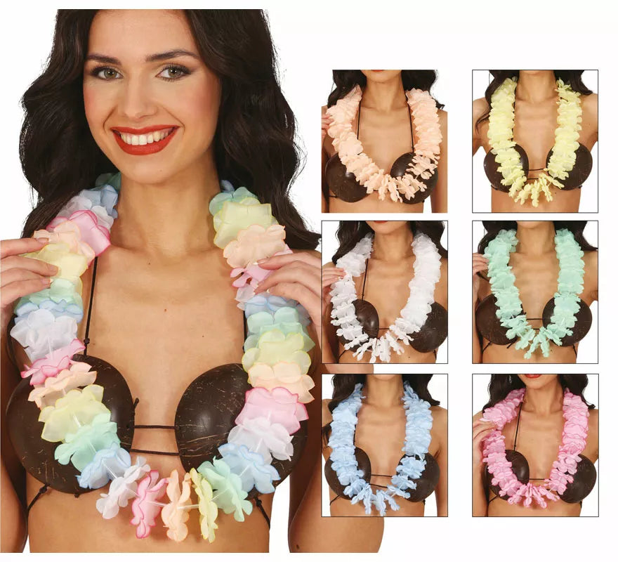 Translation missing: pt-PT.Collar Hawaiano en colores surtidos con flor de 6,5 cm