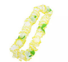Colar Havaí amarelo e branco 55 cm