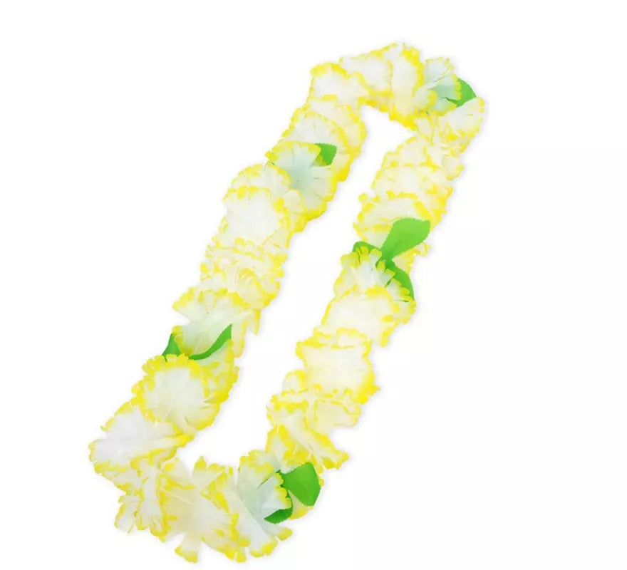 Translation missing: pt-PT.Collar Hawaii amarillo y blanco de 55 cm