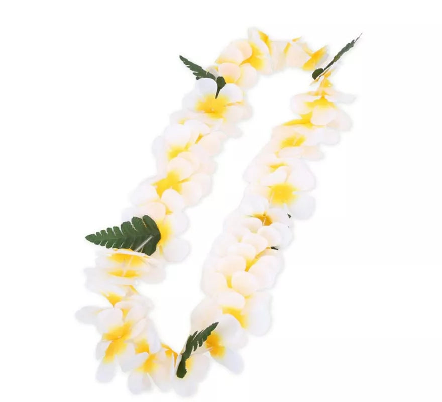 Translation missing: pt-PT.Collar Hawaii amarillo y blanco de 55 cm