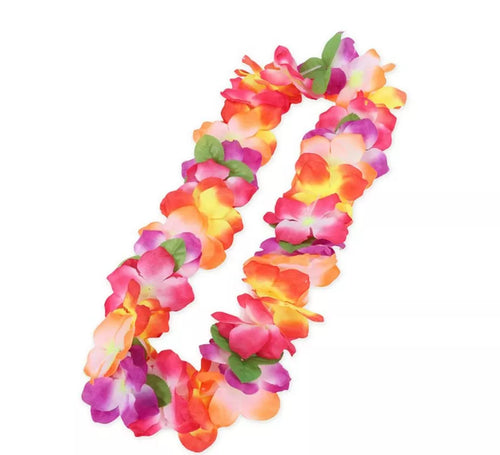 Collar Hawaii flores y hojas multicolor de 55 cm