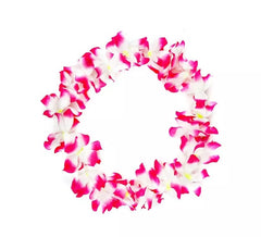 Colar Hawaii médio fúcsia e branco de 46 cm