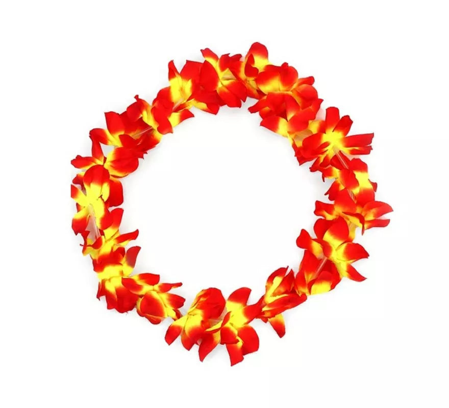Translation missing: pt-PT.Collar Hawaii mediano rojo y amarillo de 46 cm