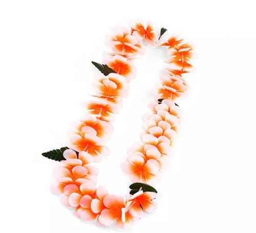Collar Hawaii naranja y blanco de 55 cm