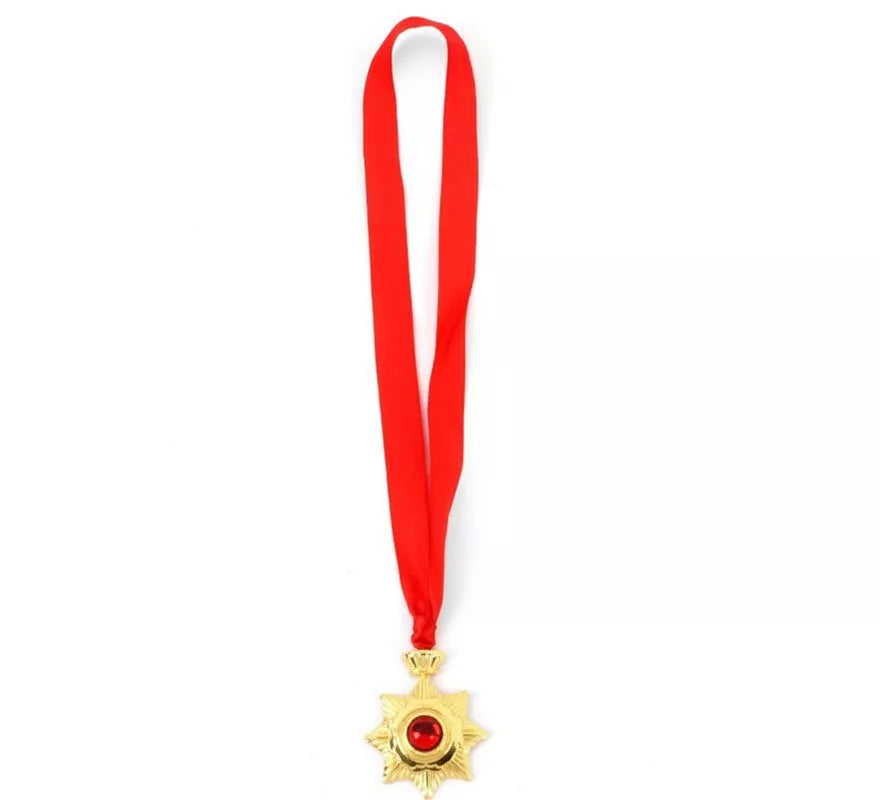 Translation missing: pt-PT.Collar Medallón de Vampiro rojo y dorado
