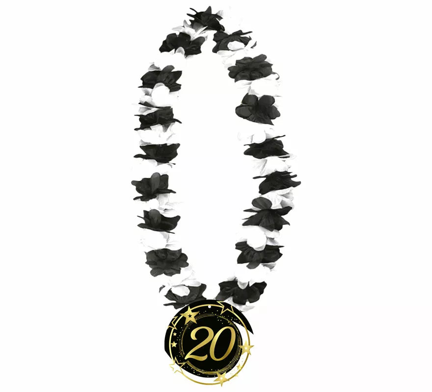 Translation missing: pt-PT.Collar Negro y Blanco de 20 Años Cumpleaños y Aniversarios