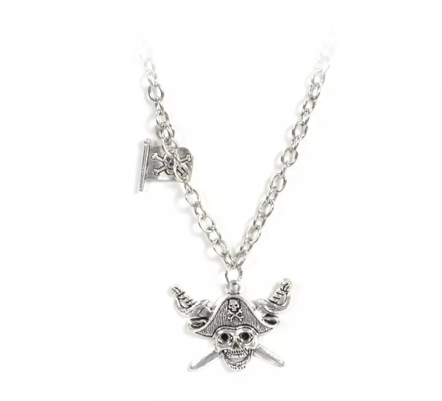 Translation missing: pt-PT.Collar Pirata plateado con calavera