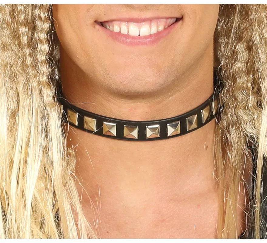 Translation missing: pt-PT.Collar Punk Negro y Dorado
