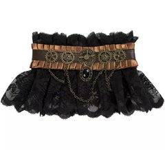 Colar Steampunk preto com rolamentos
