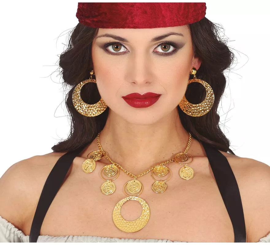 Translation missing: pt-PT.Collar y Pendientes Gitana dorado metálicos