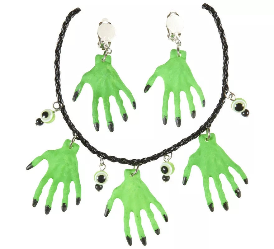 Translation missing: pt-PT.Collar y Pendientes Halloween de Manos de Bruja