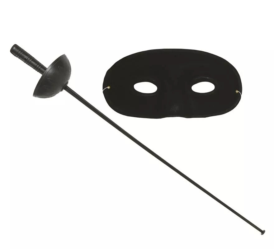 Translation missing: pt-PT.Conjunto antifaz y florete 63 cm. de heroe enmascarado