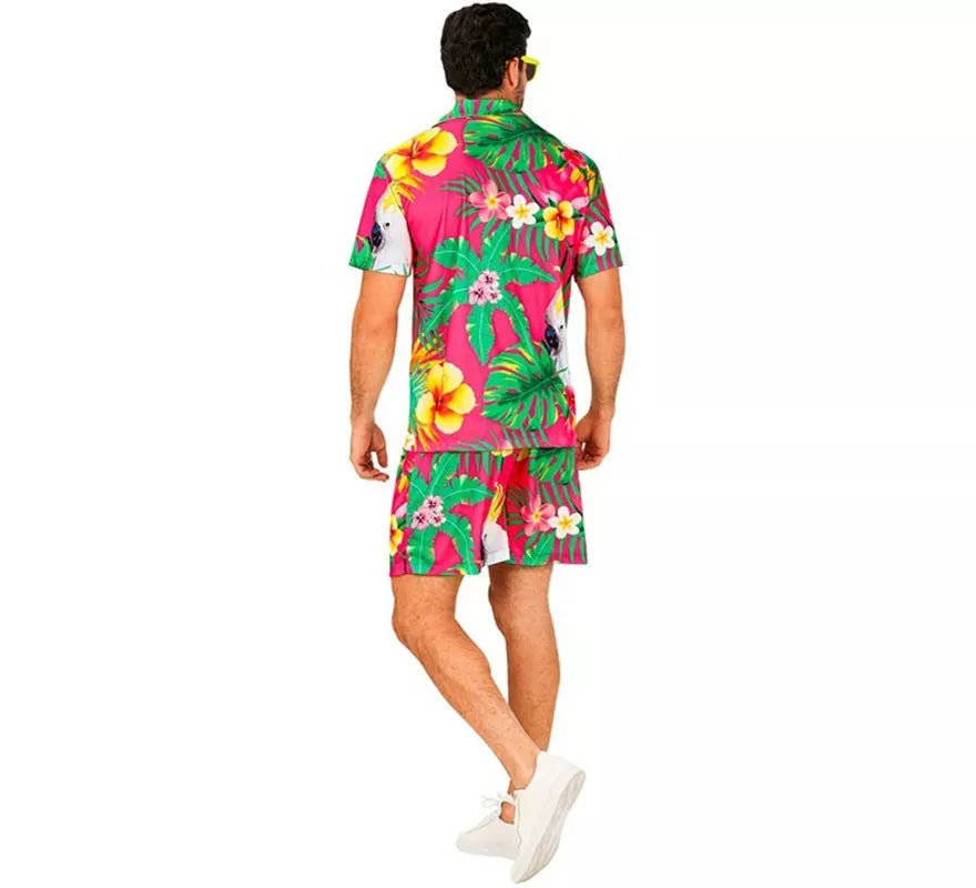 Translation missing: pt-PT.Conjunto de Verano con Estampado Cacatúa: Camisa y Shorts para hombre