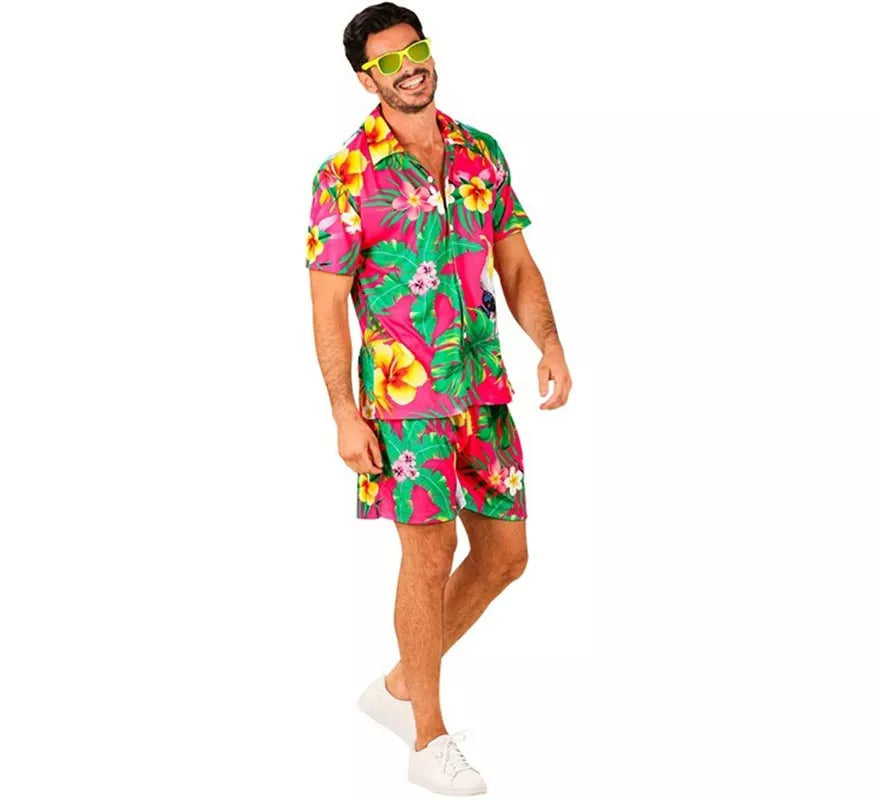 Translation missing: pt-PT.Conjunto de Verano con Estampado Cacatúa: Camisa y Shorts para hombre