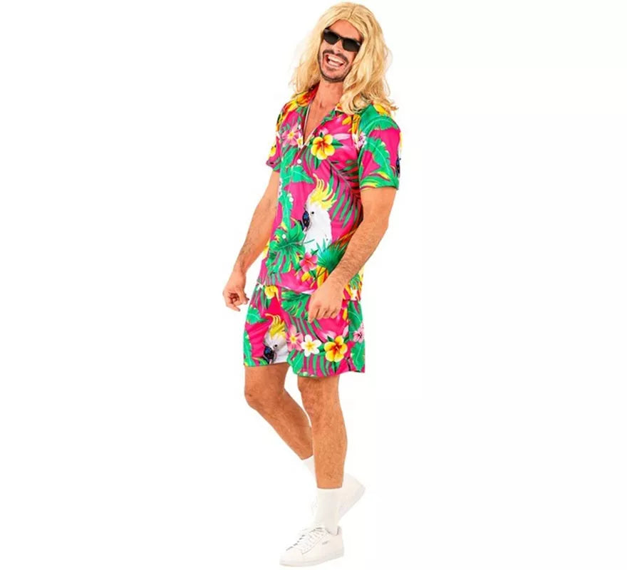 Translation missing: pt-PT.Conjunto de Verano con Estampado Cacatúa: Camisa y Shorts para hombre