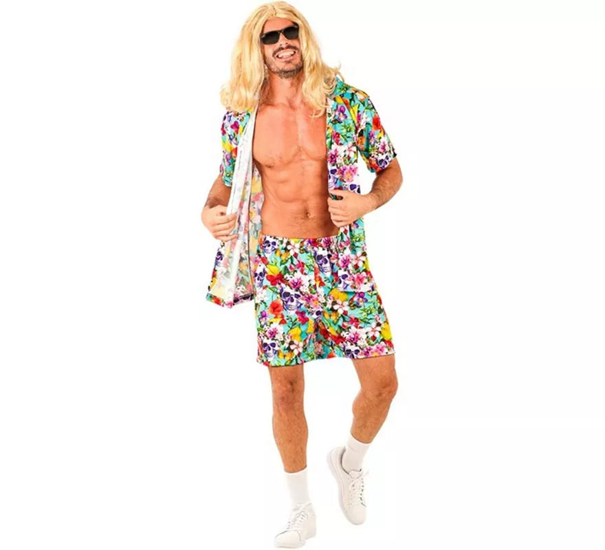 Translation missing: pt-PT.Conjunto de Verano con Estampado de Calaveras: Camisa y Shorts para hombre