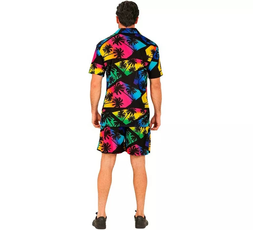 Translation missing: pt-PT.Conjunto de Verano con Estampado de Palmeras: Camisa y Shorts para hombre