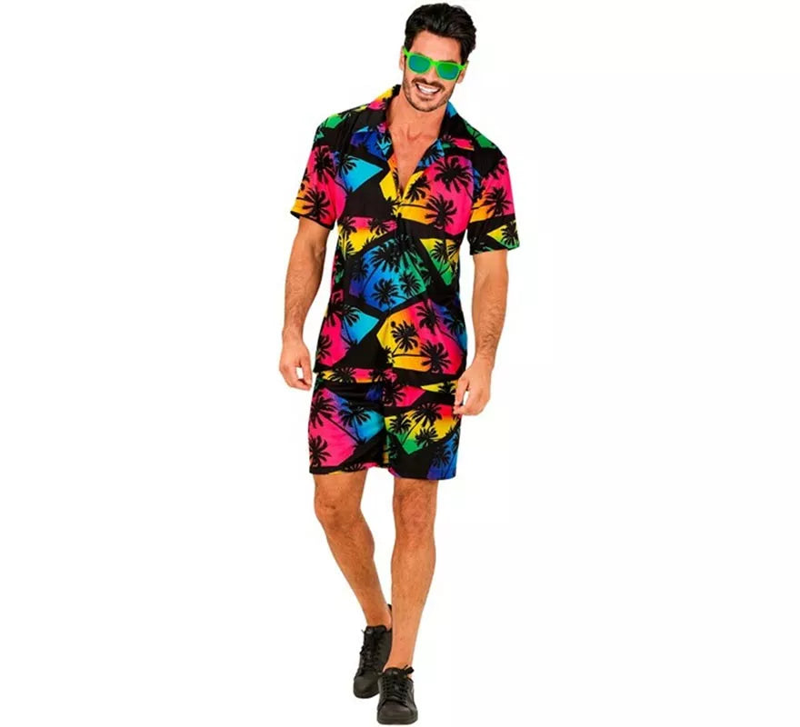 Translation missing: pt-PT.Conjunto de Verano con Estampado de Palmeras: Camisa y Shorts para hombre