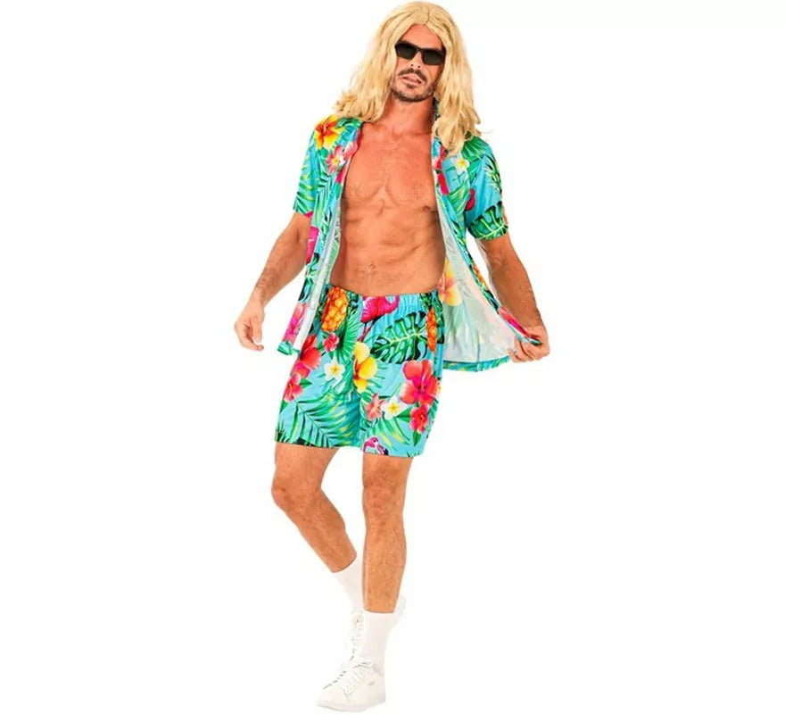 Translation missing: pt-PT.Conjunto de Verano con Estampado Tropical: Camisa y Shorts para hombre