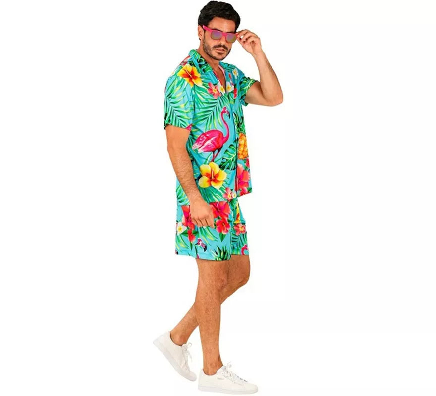 Translation missing: pt-PT.Conjunto de Verano con Estampado Tropical: Camisa y Shorts para hombre