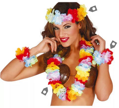 Conjunto havaiano de fita, gola e pulseiras