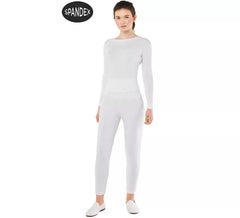 Conjunto de collant de elastano branco de 2 peças para mulher