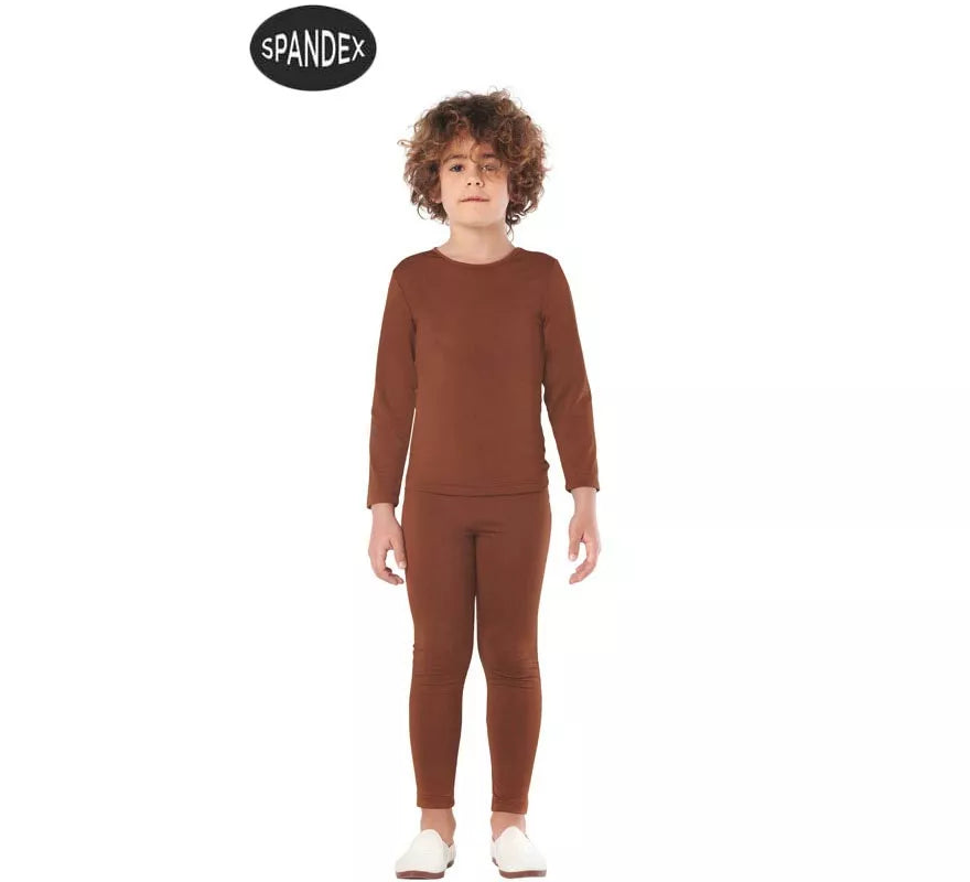 Translation missing: pt-PT.Conjunto Maillot Spandex en 2 piezas color Marron para niños