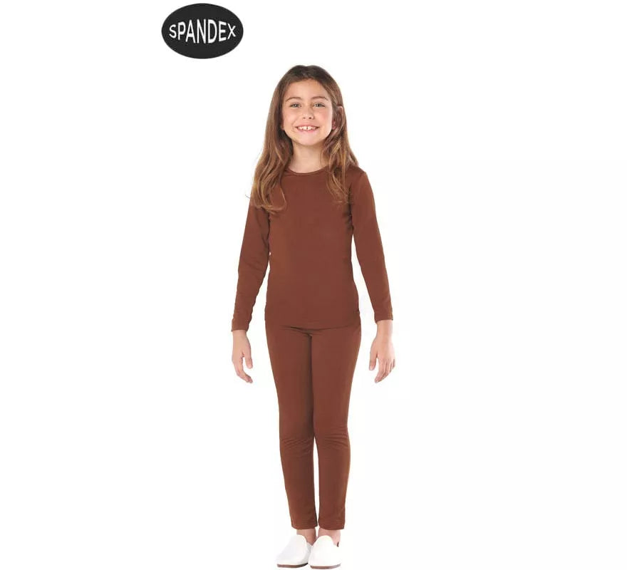 Translation missing: pt-PT.Conjunto Maillot Spandex en 2 piezas color Marron para niños