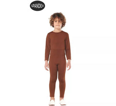 Conjunto de collant de elastano marrom de 2 peças para crianças