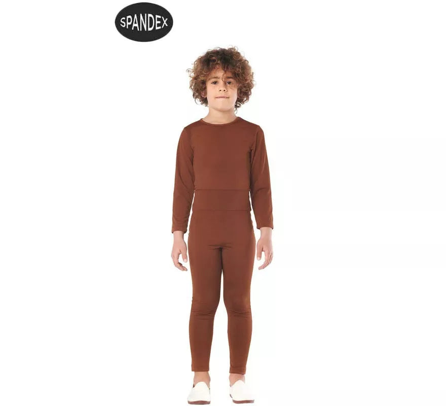 Translation missing: pt-PT.Conjunto Maillot Spandex en 2 piezas color Marron para niños