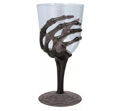 Copo Transparente com Mão Esqueleto Preto de 18,5 cm