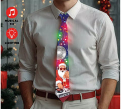 Gravata DJ Pai Natal com Luz e Som 45 cm