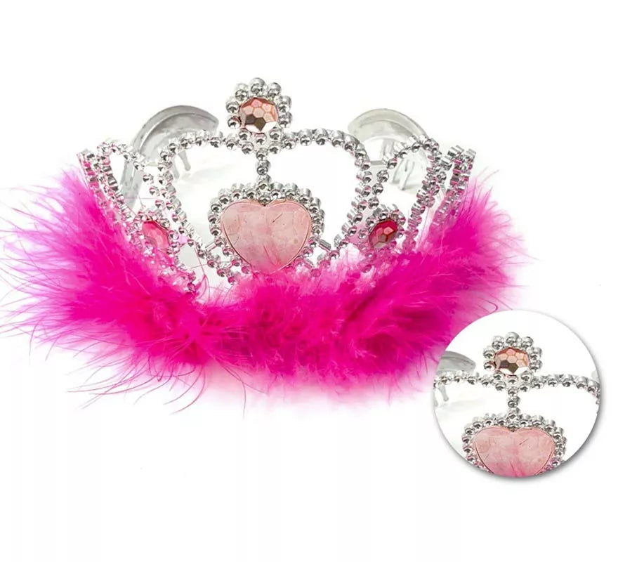 Translation missing: pt-PT.Corona Corazón fucsia con plumas